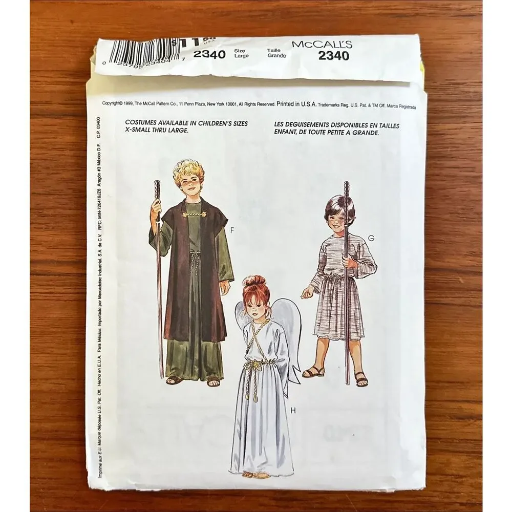 UNCUT McCall’s 2340 Costume Jesus Bible Nativity CHILD 12-14